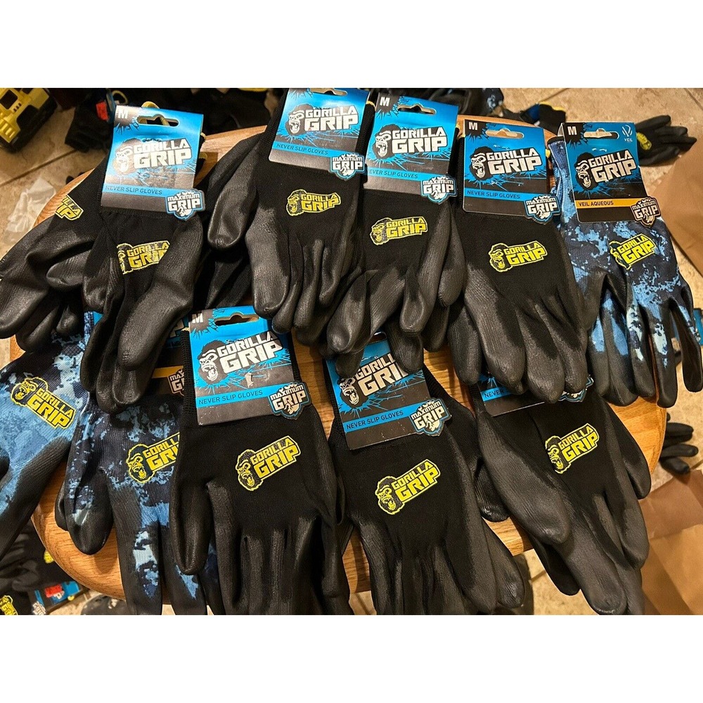 10 Pair Grease Monkey Gorilla Grip Mechanic Max Gripping Gloves MEDIUM NeverSlip